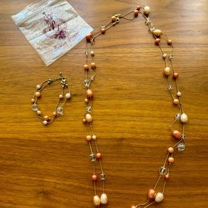 🆕 w/o tag, Premier Designs Faux Pearl and Bead Necklace and Bracelet